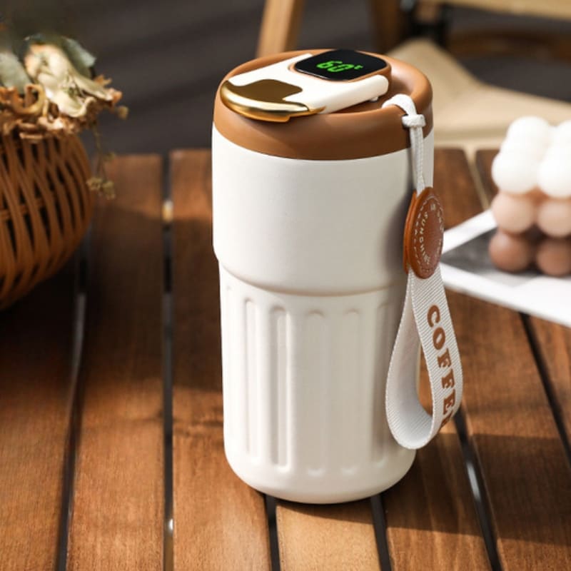 Copo Térmico 450ml em Inox 316 com Tampa Inteligente - Marrom Casa Elège