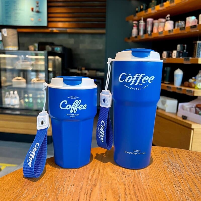 Copo Térmico Inox com Tampa BPA Free e Alça Portátil - Azul Casa Elège