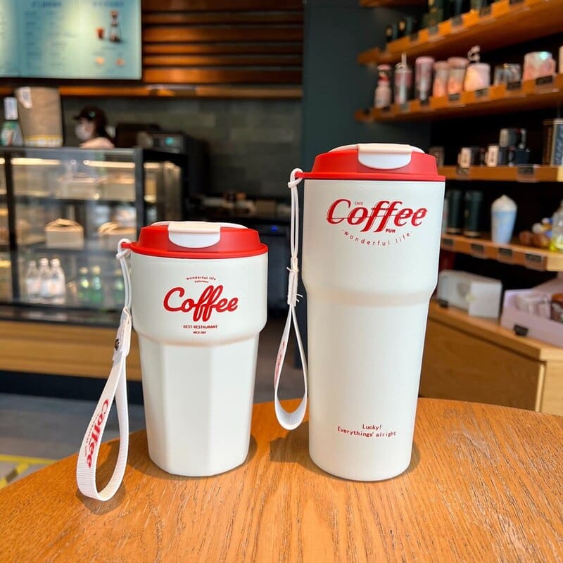 Copo Térmico Inox com Tampa BPA Free e Alça Portátil - Branco Casa Elège