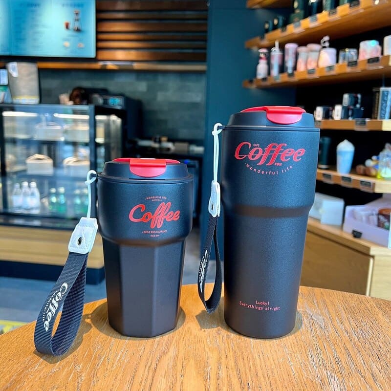 Copo Térmico Inox com Tampa BPA Free e Alça Portátil - Preto Casa Elège