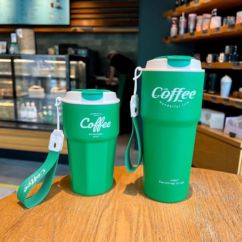 Copo Térmico Inox com Tampa BPA Free e Alça Portátil - Verde Casa Elège