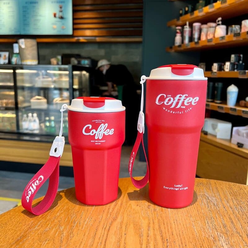Copo Térmico Inox com Tampa BPA Free e Alça Portátil - Vermelho Casa Elège