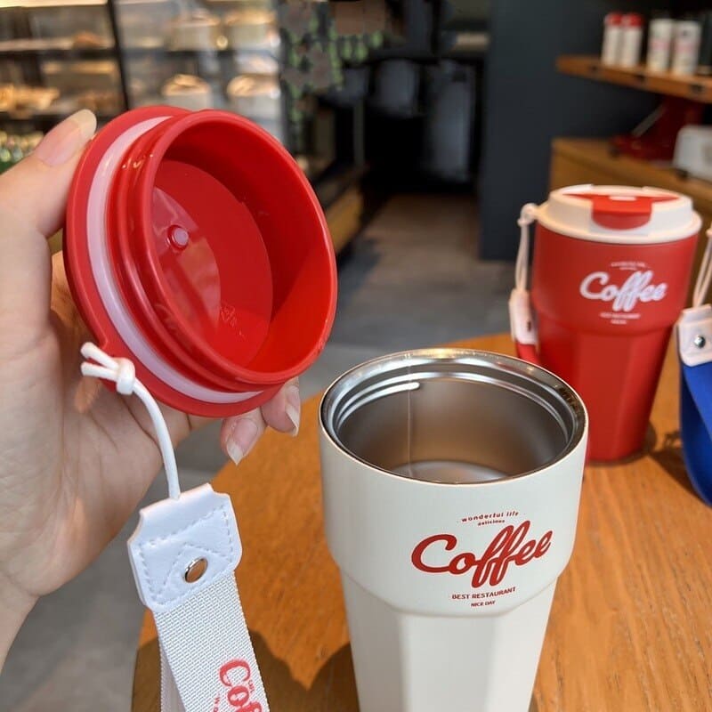 Copo Térmico Inox com Tampa BPA Free e Alça Portátil - Casa Elège