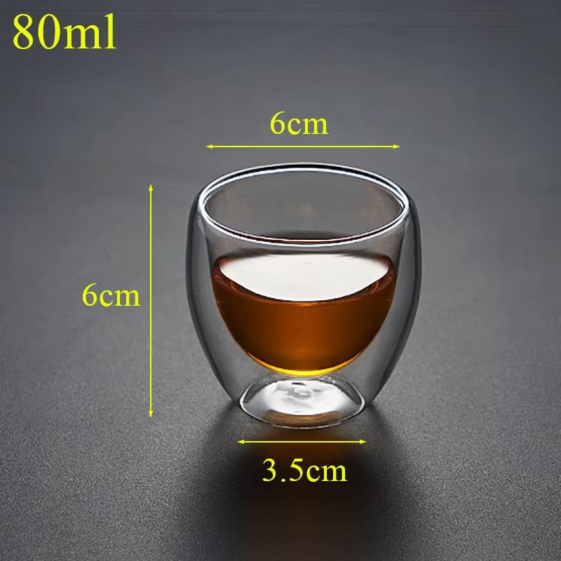 Copo de Vidro Parede Dupla Cantinho Café e Chá Premium - 80ml Casa Elège