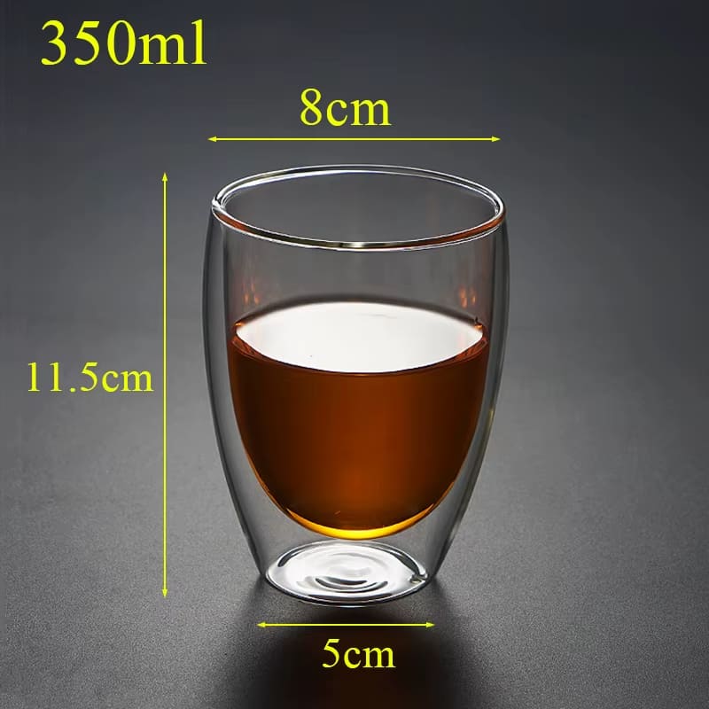 Copo de Vidro Parede Dupla Cantinho Café e Chá Premium - 350ml Casa Elège