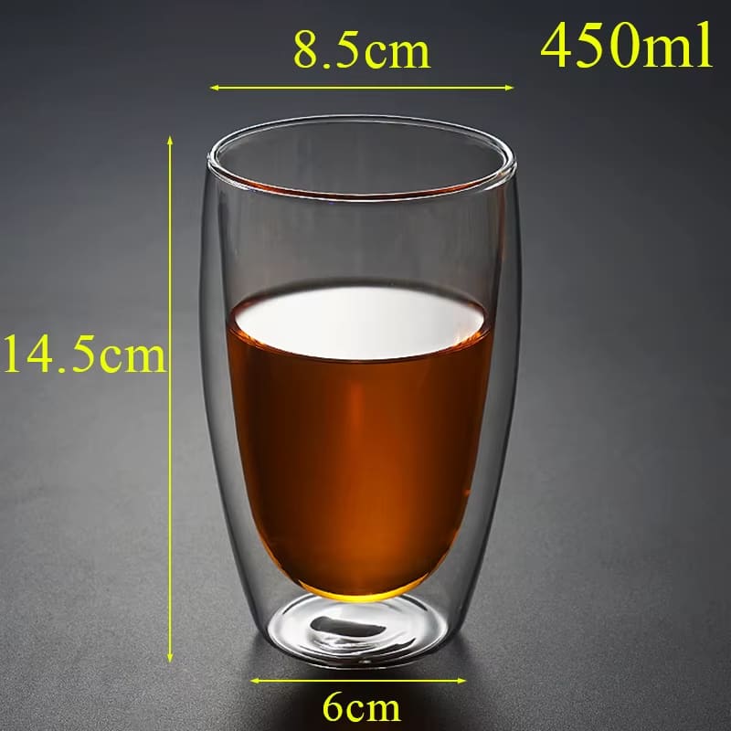Copo de Vidro Parede Dupla Cantinho Café e Chá Premium - 450ml Casa Elège