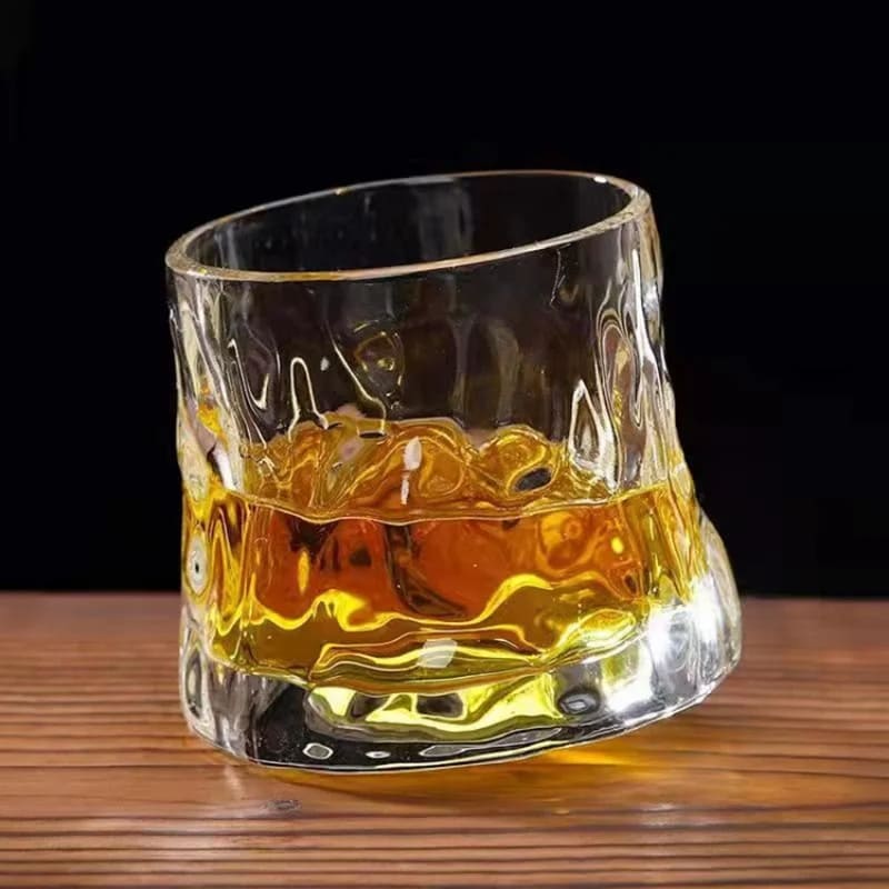 Copo de Whisky em Cristal com Base Rotativa em Madeira - Casa Elège