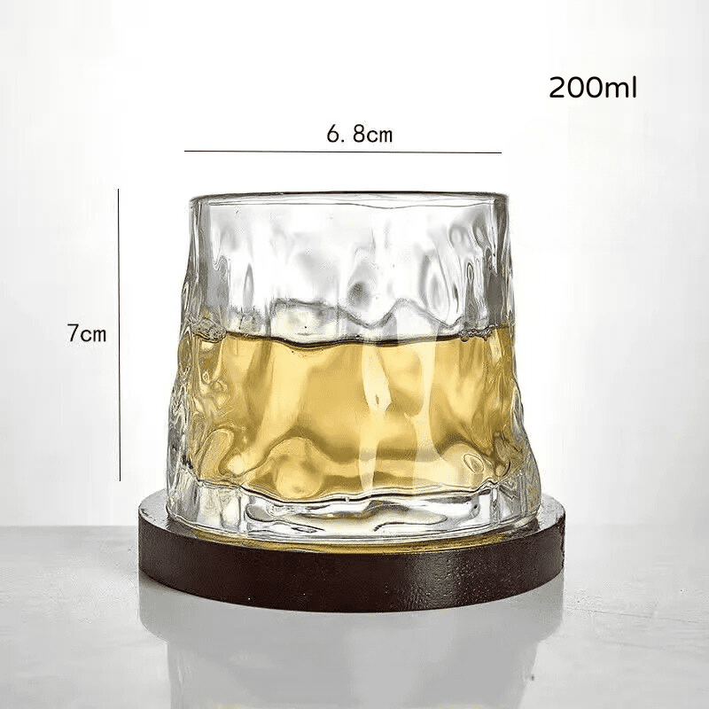 Copo de Whisky em Cristal com Base Rotativa em Madeira - Modelo A (200ml) Casa Elège