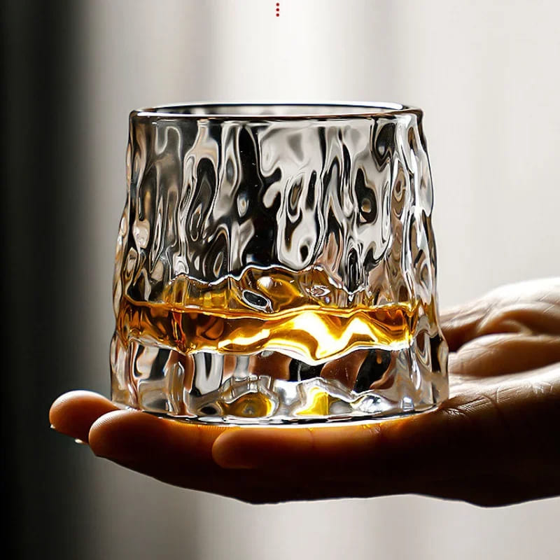 Copo de Whisky em Cristal com Base Rotativa em Madeira - Casa Elège