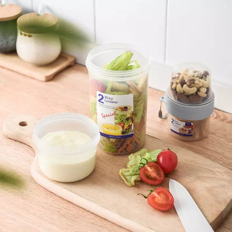 Copo para Cereais Salada e Frutas Portátil com Divisórias - Casa Elège