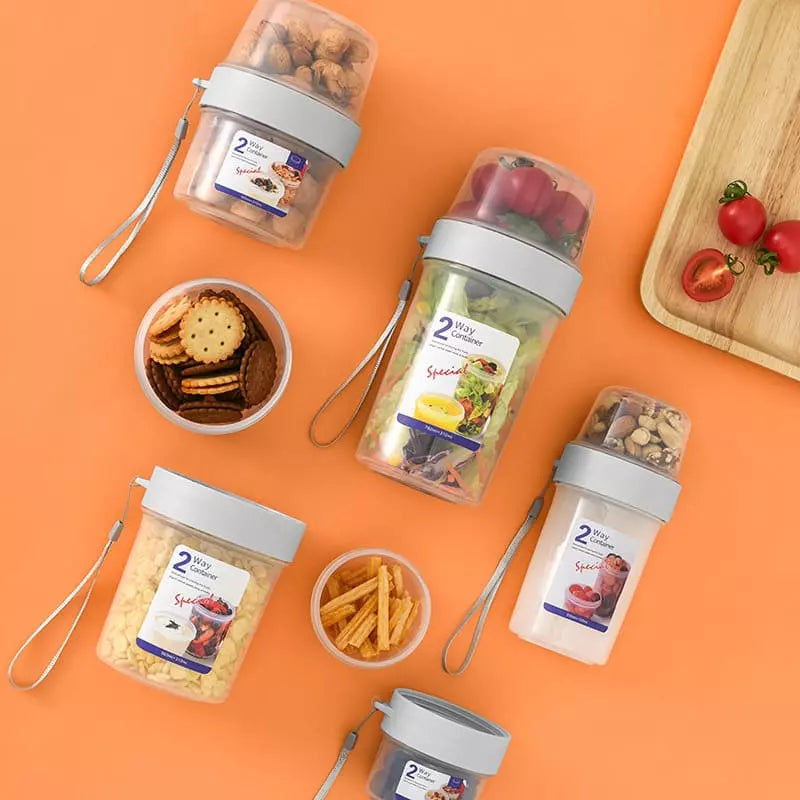 Copo para Cereais Salada e Frutas Portátil com Divisórias - Casa Elège