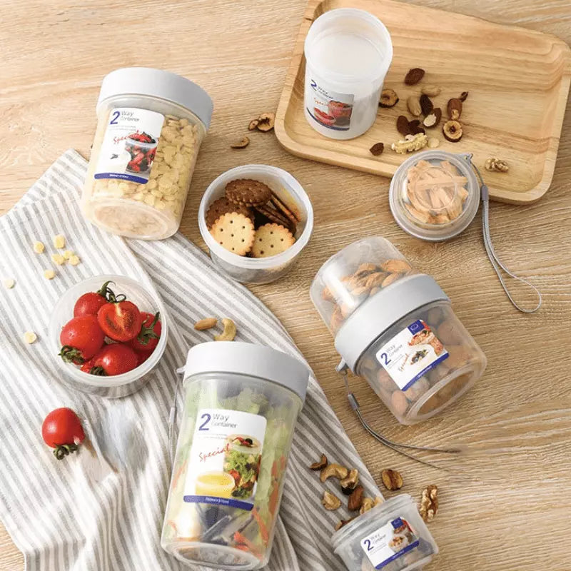 Copo para Cereais Salada e Frutas Portátil com Divisórias - Casa Elège
