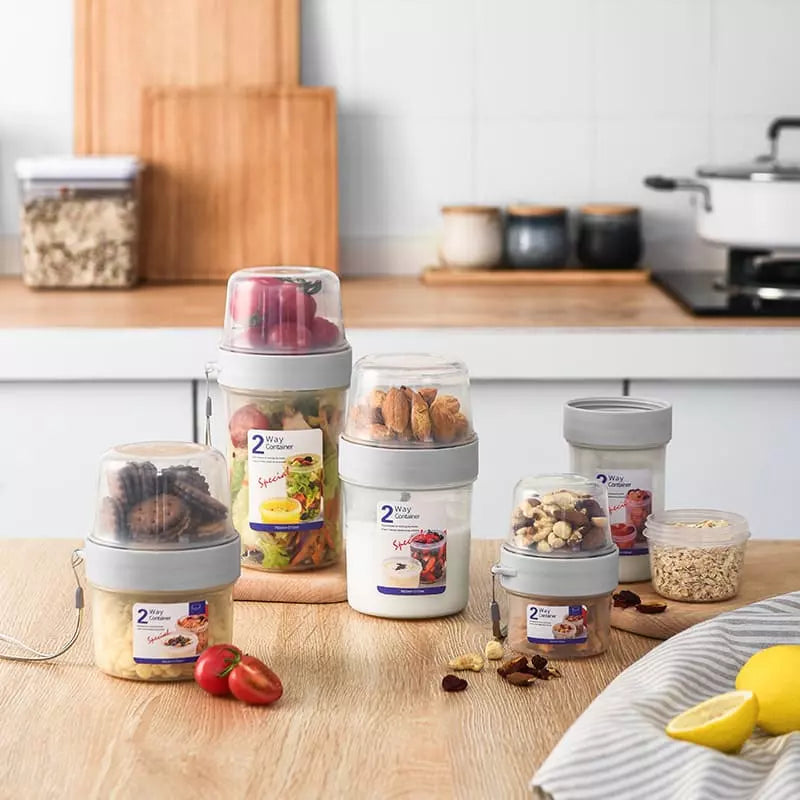 Copo para Cereais Salada e Frutas Portátil com Divisórias - Casa Elège