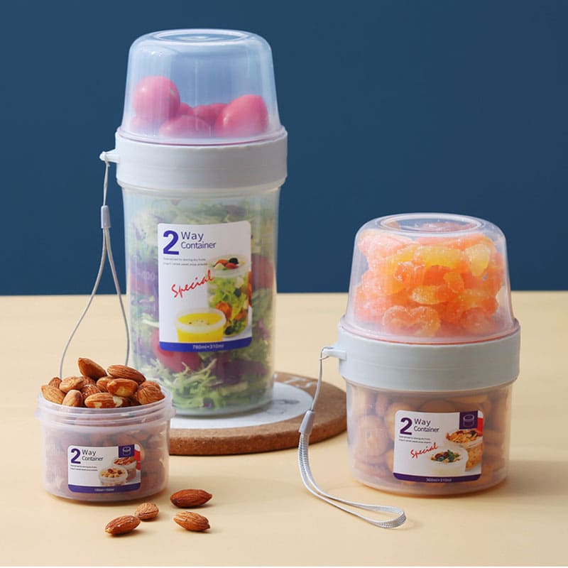 Copo para Cereais Salada e Frutas Portátil com Divisórias - Casa Elège