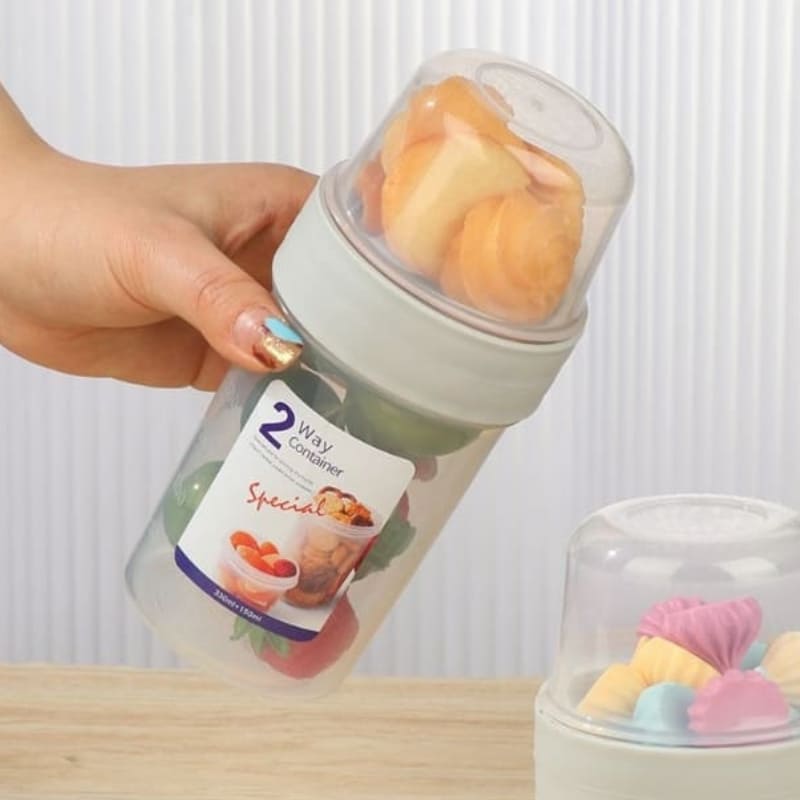 Copo para Cereais Salada e Frutas Portátil com Divisórias - 330ml+150ml 1uni Casa Elège