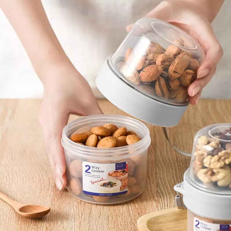 Copo para Cereais Salada e Frutas Portátil com Divisórias - 150ml+150ml 1uni Casa Elège