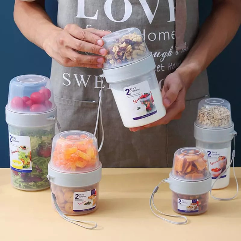 Copo para Cereais Salada e Frutas Portátil com Divisórias - Casa Elège