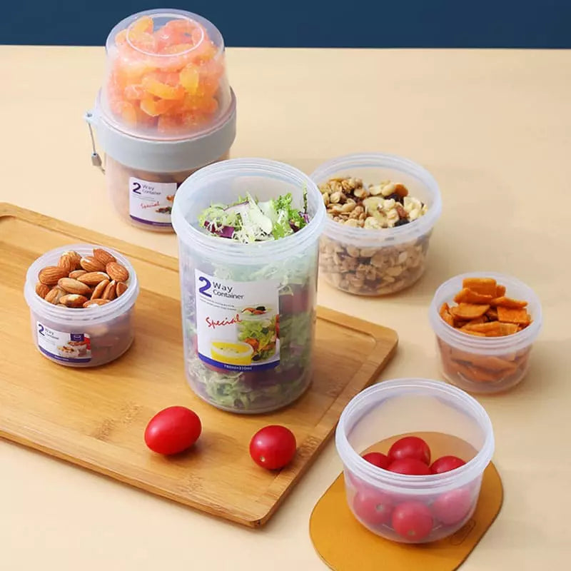 Copo para Cereais Salada e Frutas Portátil com Divisórias - Casa Elège