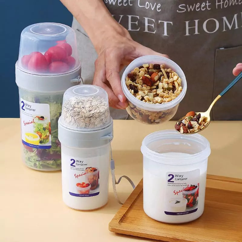 Copo para Cereais Salada e Frutas Portátil com Divisórias - Casa Elège