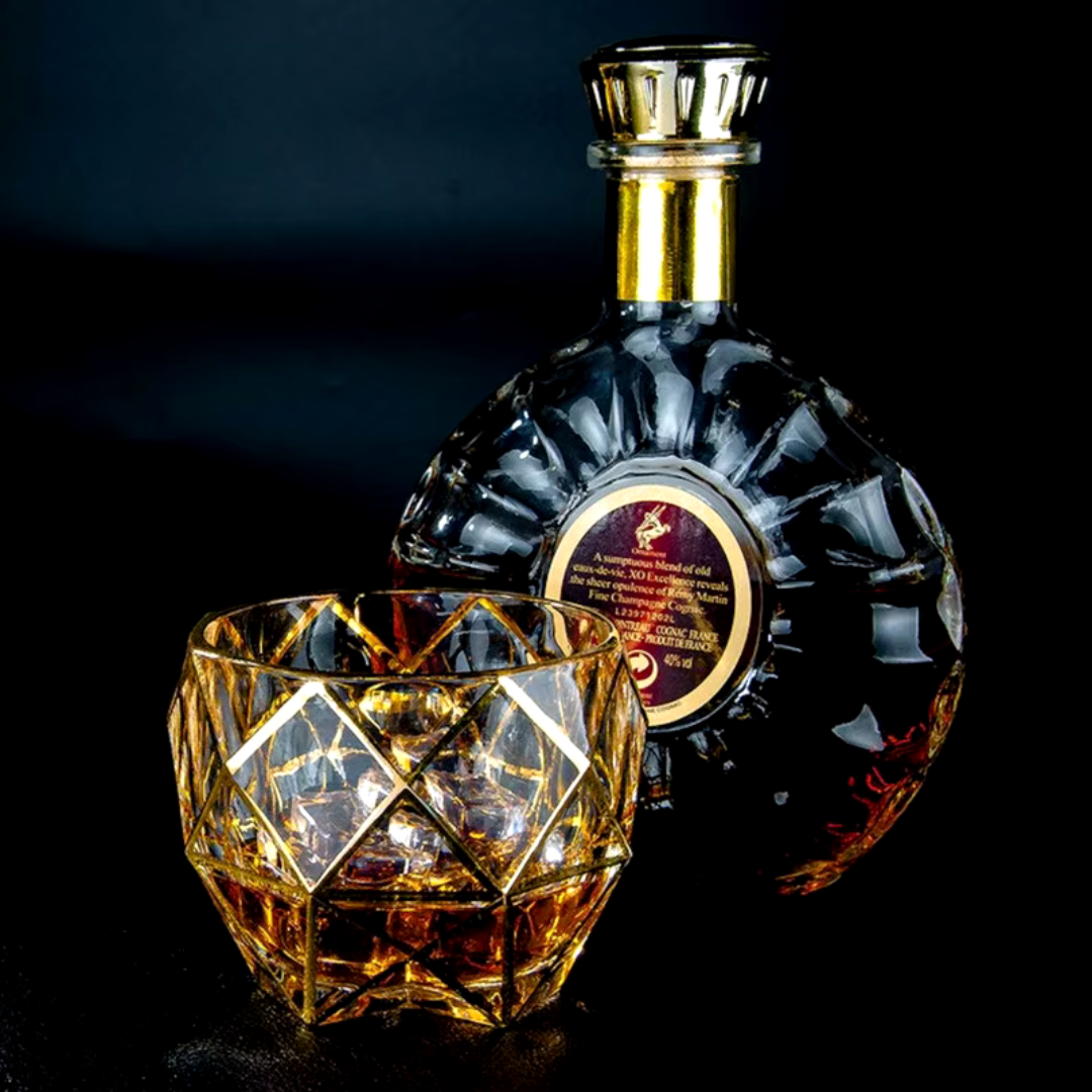 Copos de Whisky em Cristal com Detalhes Dourados Luxuosos - Casa Elège
