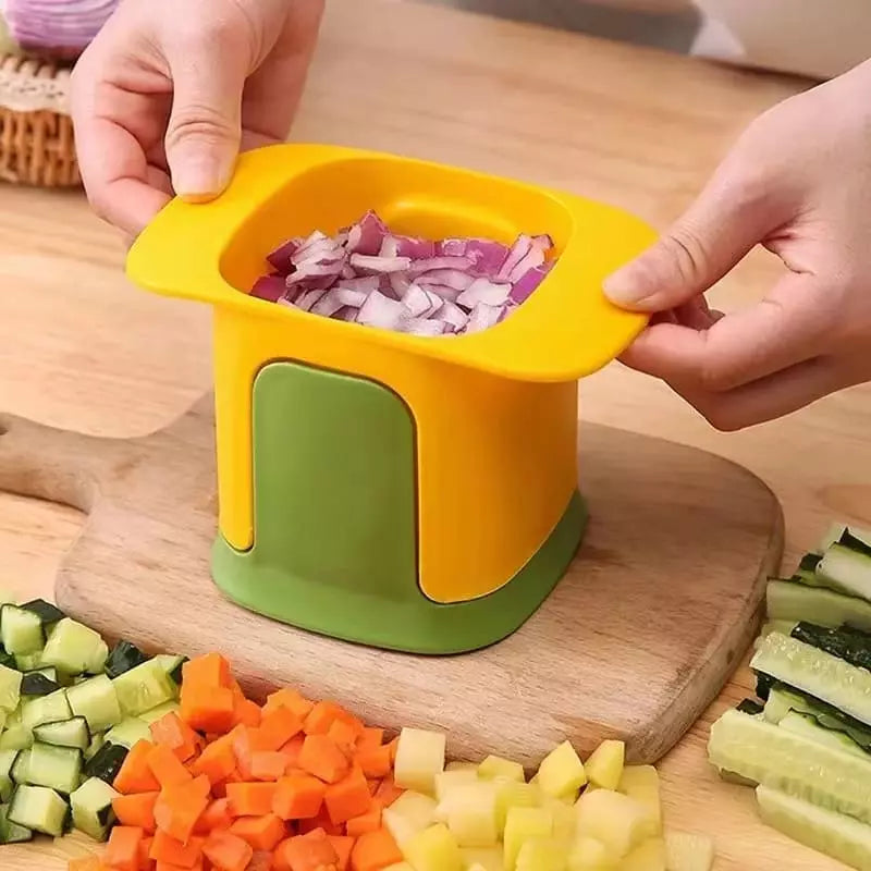 Cortador de Alimentos em Cubos Compacto e Fácil de Limpar - Amarelo Casa Elège