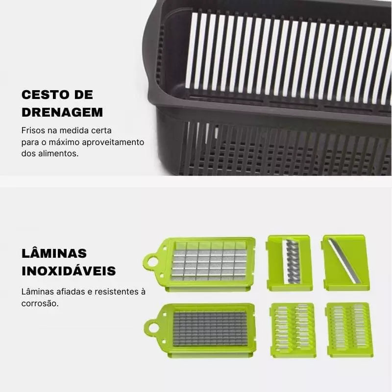 Cortador e Ralador Multiuso Compacto com Recipiente - Casa Elège