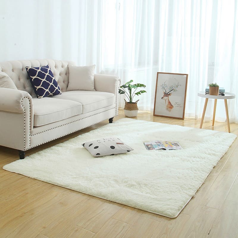 Tapete Felpudo Liso Creme Antiderrapante Para Sala Moderna - 160cm x 230cm Casa Elège