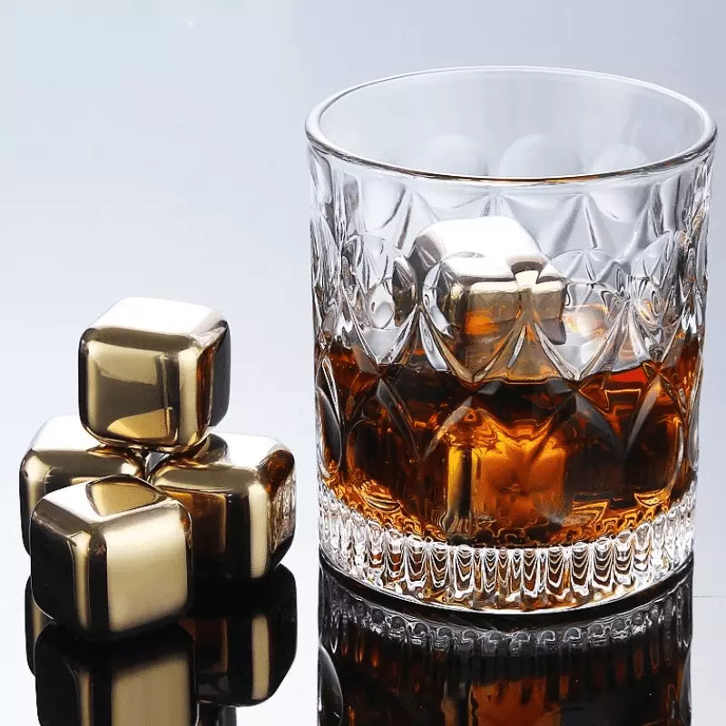 Cubos De Gelo Em Aço Inox Dourado Com Pegador Elegante - Casa Elège
