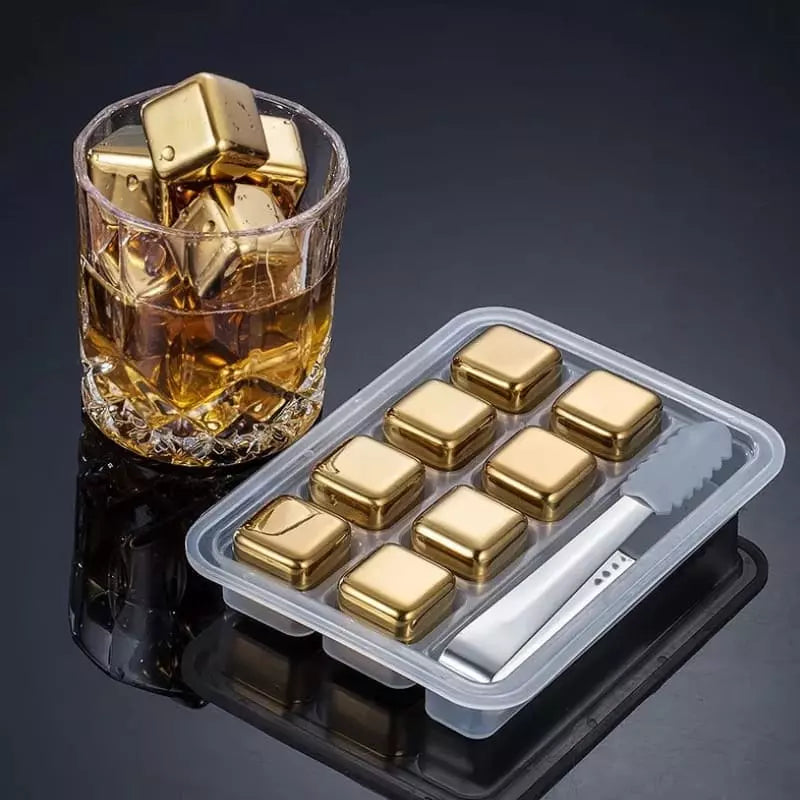 Cubos De Gelo Em Aço Inox Dourado Com Pegador Elegante - Casa Elège