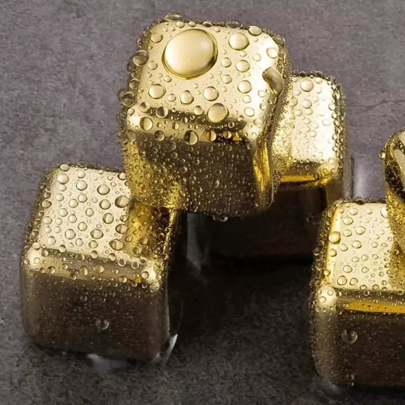 Cubos De Gelo Em Aço Inox Dourado Com Pegador Elegante - Casa Elège