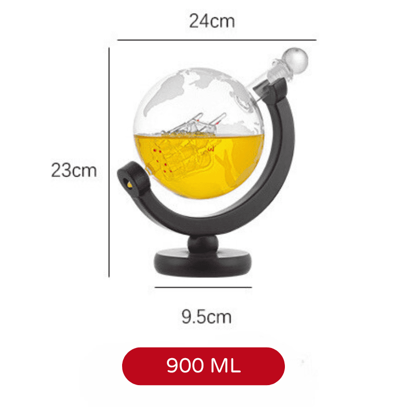Decanter de Whisky em Vidro Globo com Navio - Casa Elège