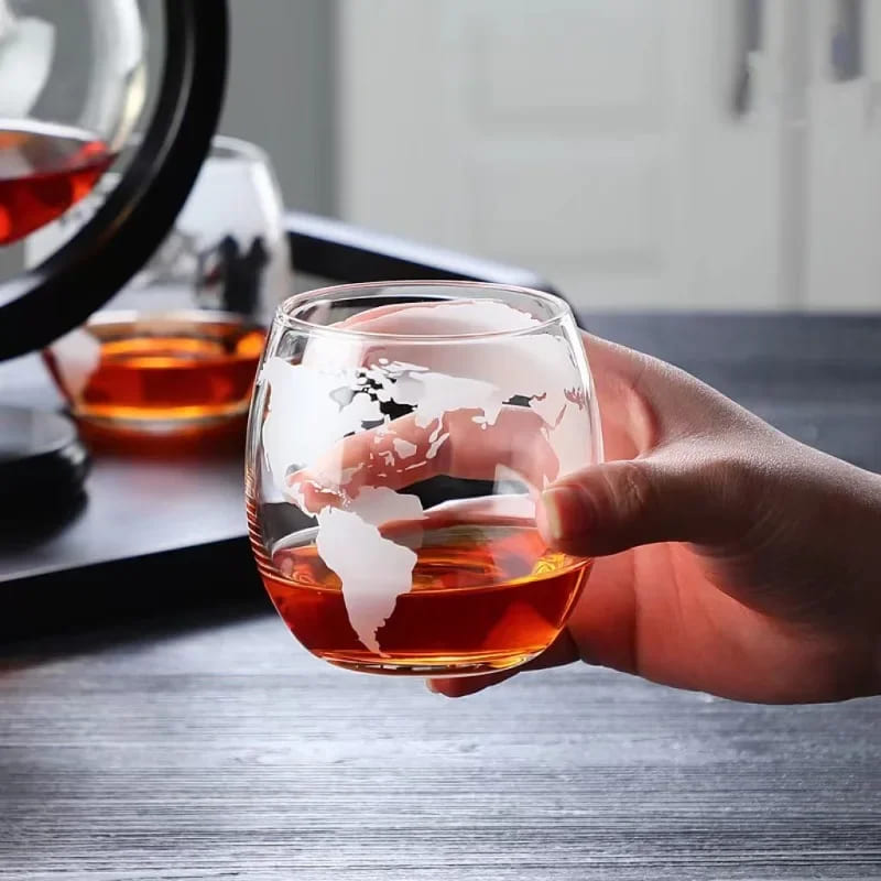 Decanter de Whisky em Vidro Globo com Navio - 1 Copo Casa Elège