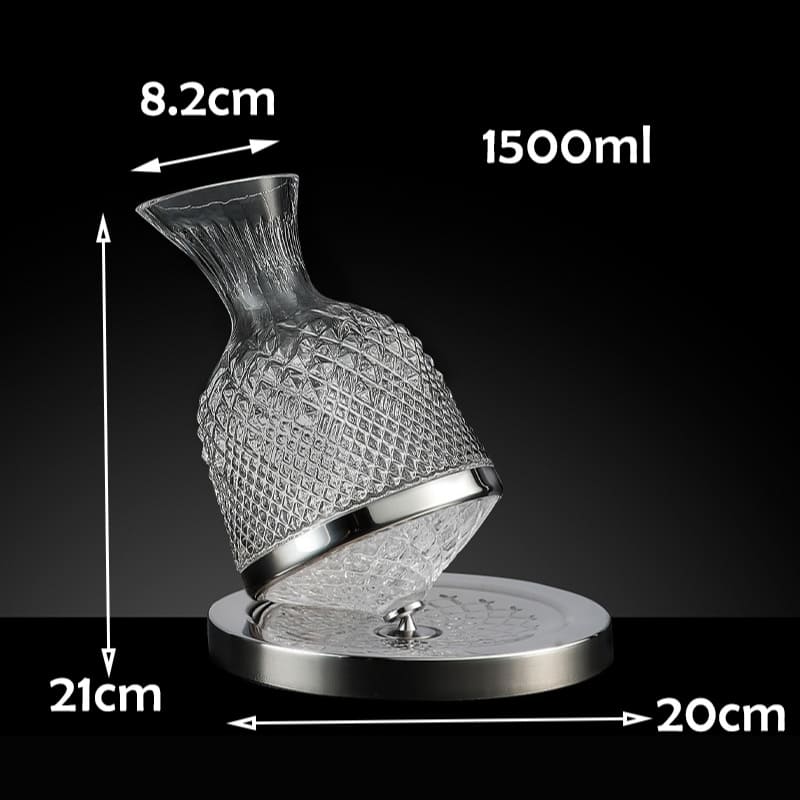 Decanter De Vinho Em Vidro Cristal Rotativo Com Eixo Inox - Casa Elège