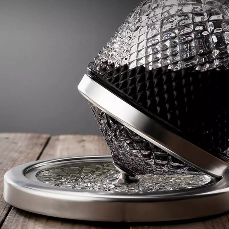 Decanter De Vinho Em Vidro Cristal Rotativo Com Eixo Inox - Casa Elège