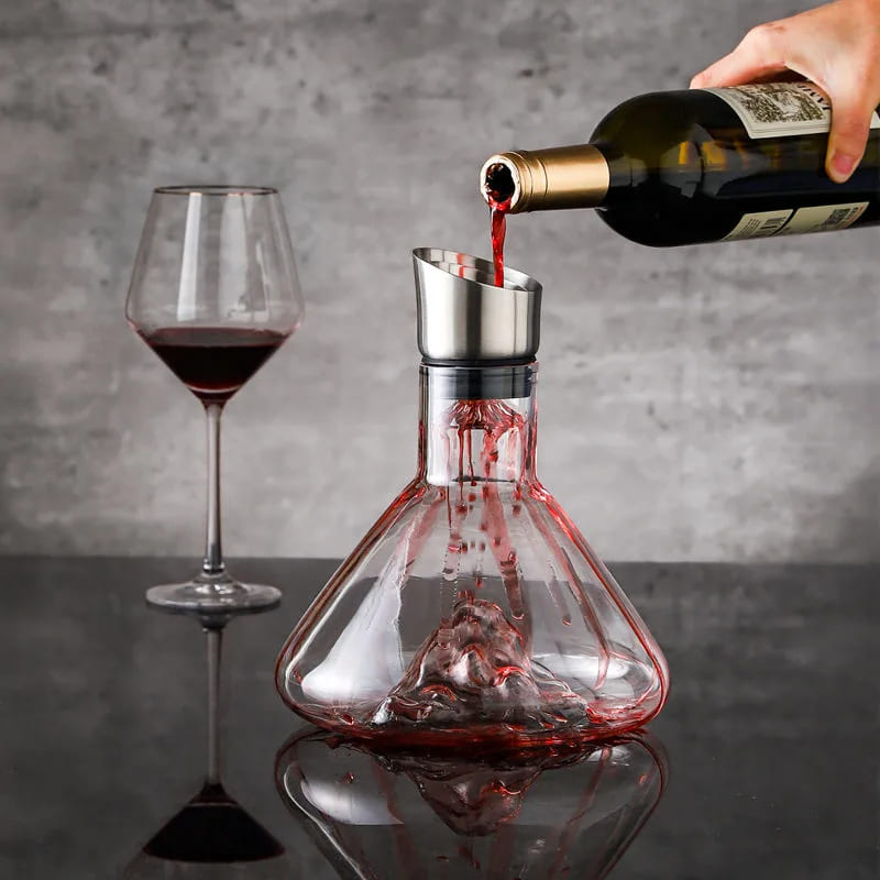 Decanter de Vinho em Vidro Iceberg com Aerador Inox - Casa Elège