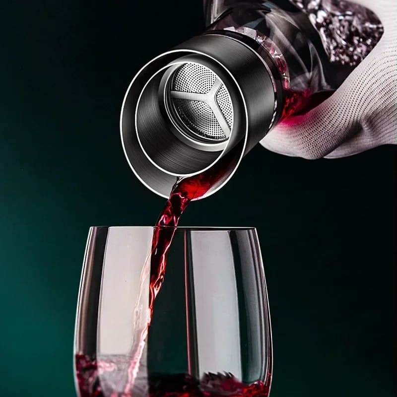 Decanter de Vinho em Vidro Iceberg com Aerador Inox - Casa Elège