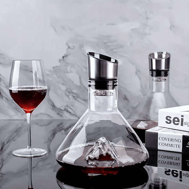 Decanter de Vinho em Vidro Iceberg com Aerador Inox - Casa Elège