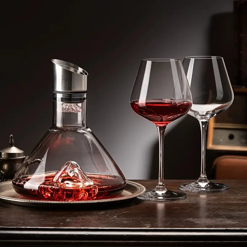 Decanter de Vinho em Vidro Iceberg com Aerador Inox - Casa Elège