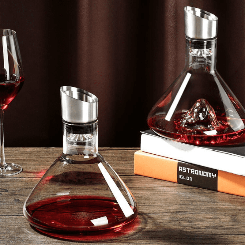 Decanter de Vinho em Vidro Iceberg com Aerador Inox - Casa Elège