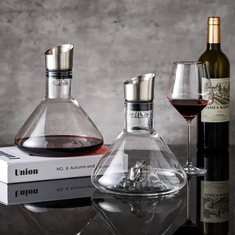 Decanter de Vinho em Vidro Iceberg com Aerador Inox - Casa Elège