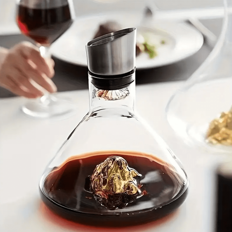 Decanter de Vinho em Vidro Iceberg com Aerador Inox - Casa Elège