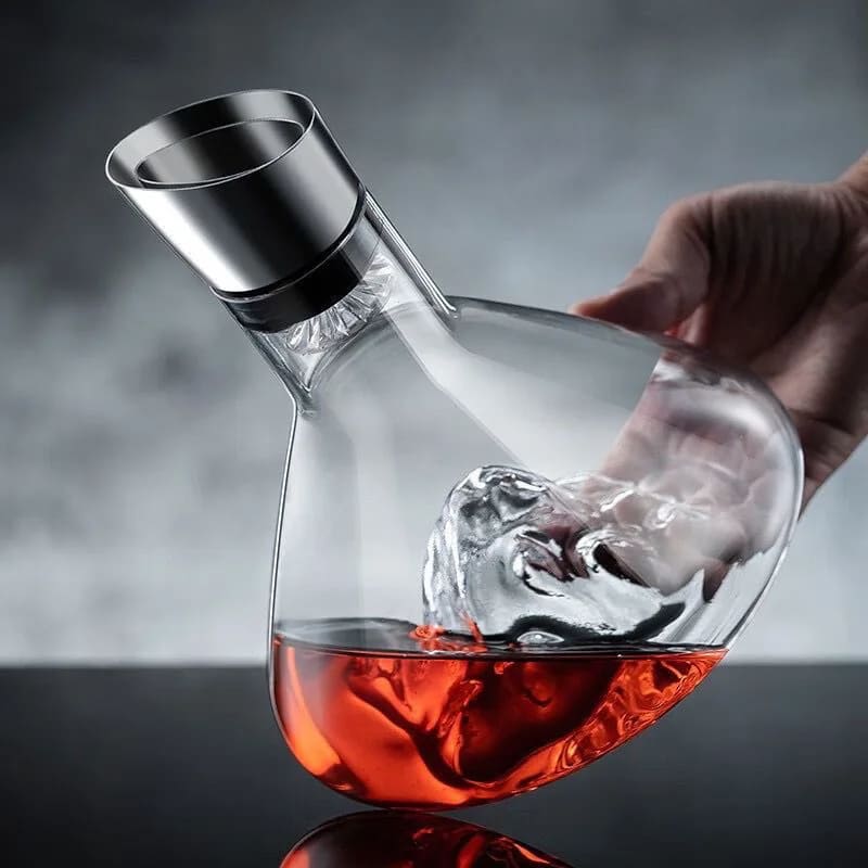 Decanter de Vinho em Vidro Iceberg com Aerador Inox - Casa Elège