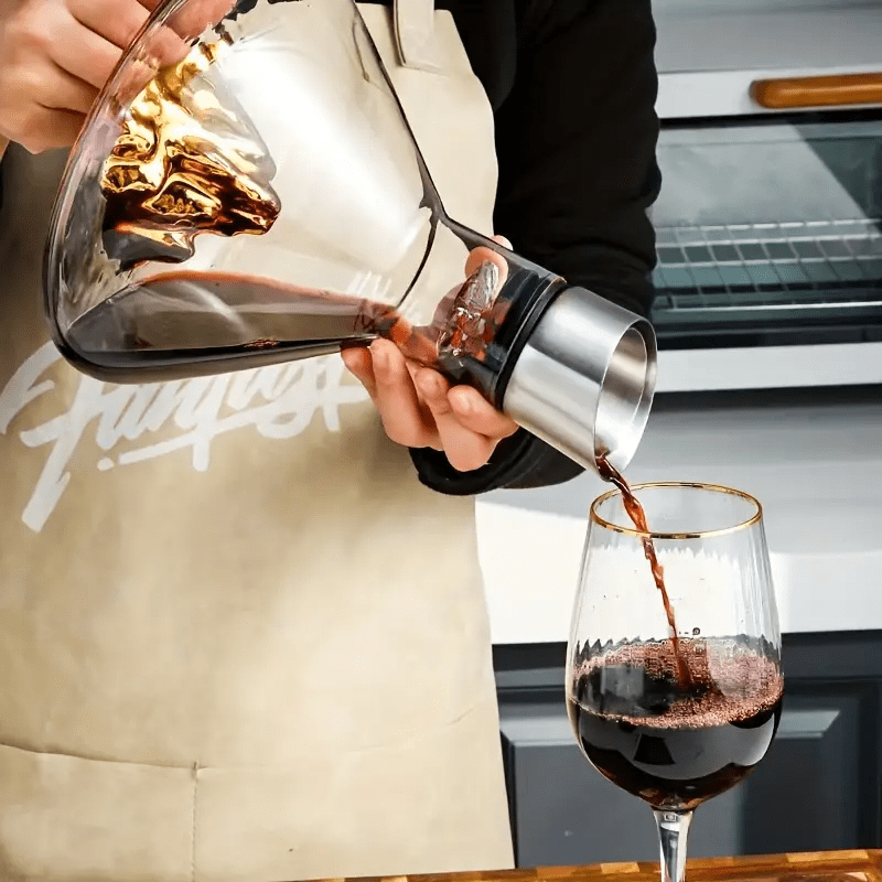 Decanter de Vinho em Vidro Iceberg com Aerador Inox - Casa Elège
