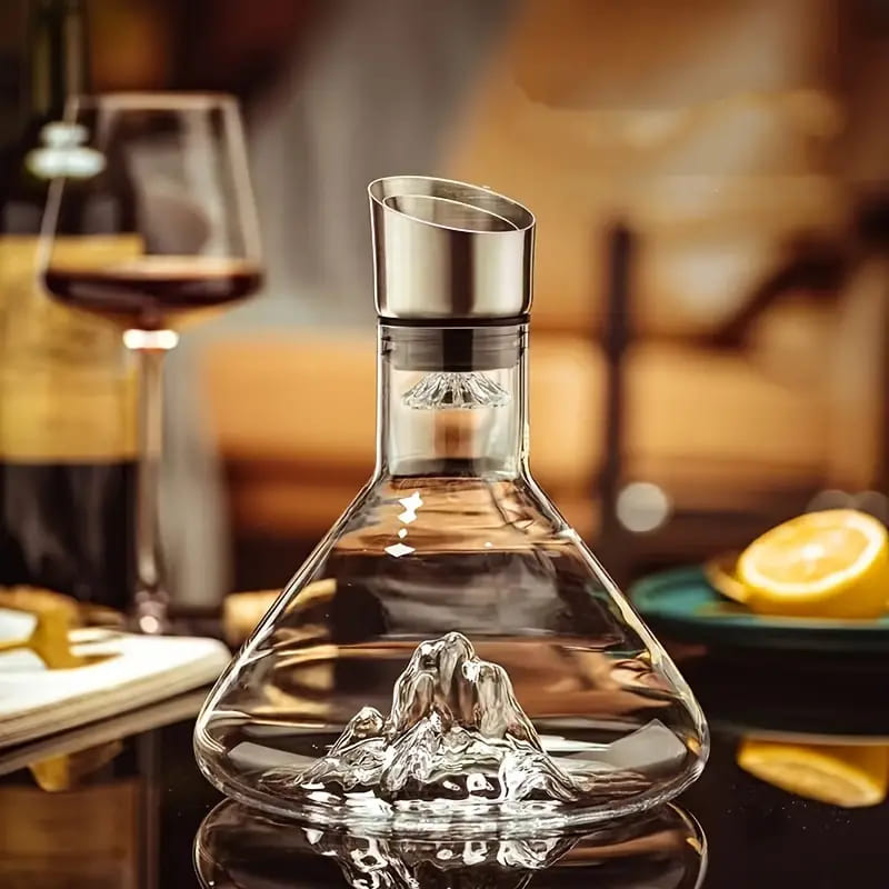 Decanter de Vinho em Vidro Iceberg com Aerador Inox - Iceberg Transparente Casa Elège