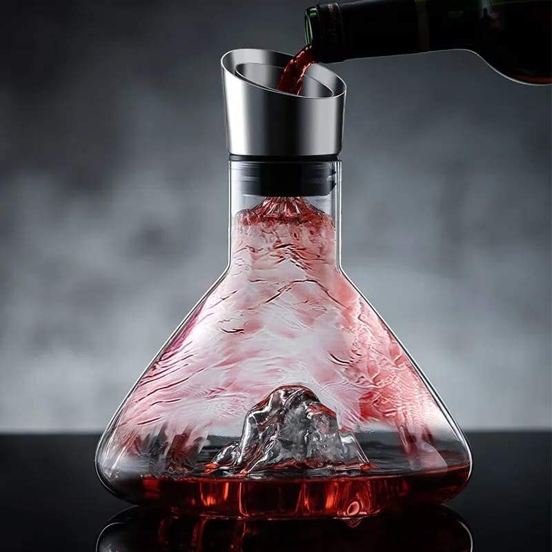 Decanter de Vinho em Vidro Iceberg com Aerador Inox - Casa Elège