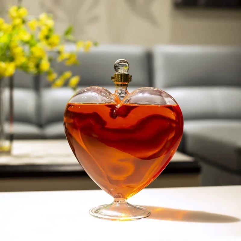 Decanter De Vidro Formato Coração Para Vinho E Whisky - 1000ml Casa Elège