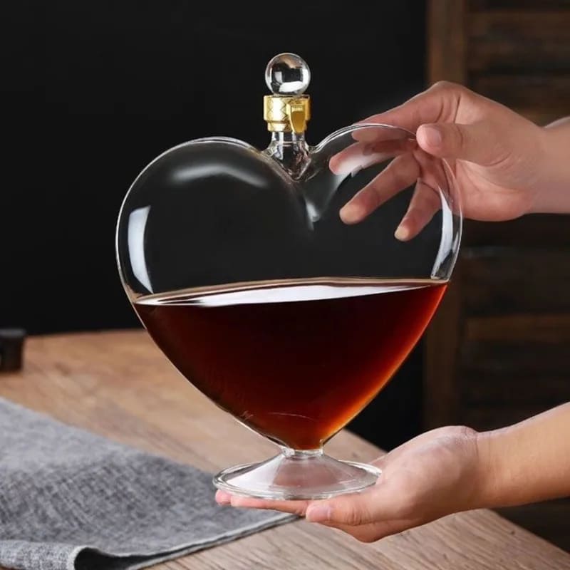 Decanter De Vidro Formato Coração Para Vinho E Whisky - Casa Elège