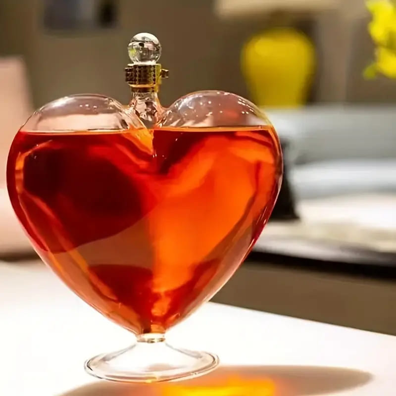 Decanter De Vidro Formato Coração Para Vinho E Whisky - Casa Elège