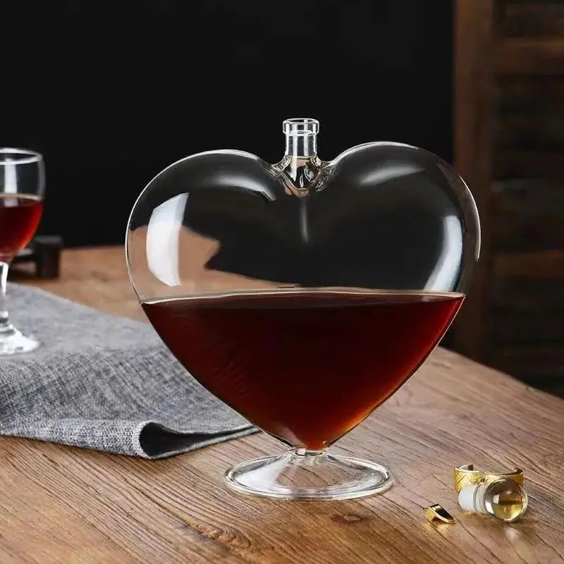 Decanter De Vidro Formato Coração Para Vinho E Whisky - Casa Elège