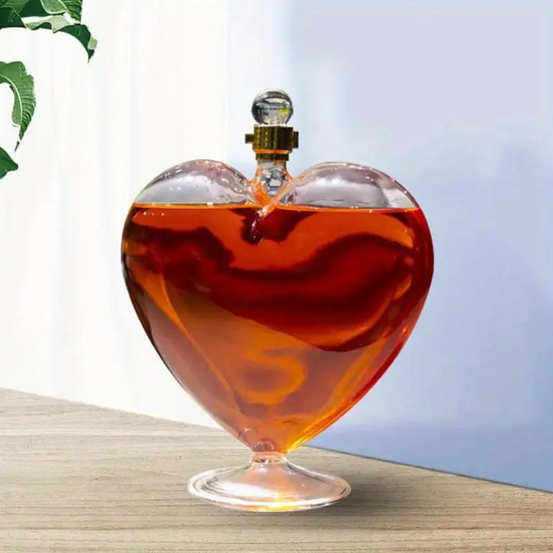 Decanter De Vidro Formato Coração Para Vinho E Whisky - Casa Elège